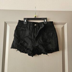 Black Womens Jean Shorts with rips Size Extra Small